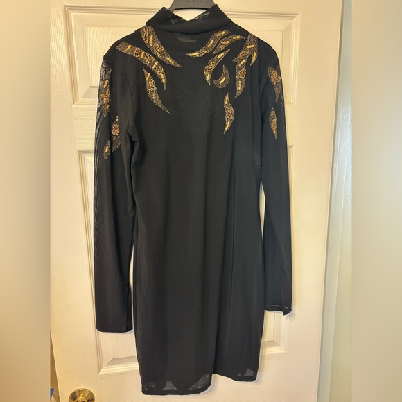 Guess Black Dress with Gold Leaf Accents